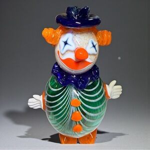 Vintage G. BONO Signed Murano Art Glass Clown Figure w/ Authenticity Cert EUC)